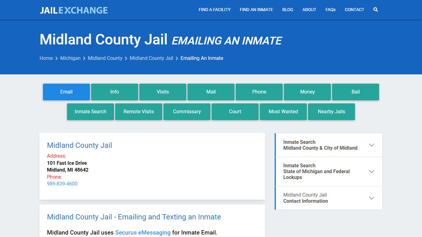 Inmate Text, Email - Midland County Jail, MI - Jail Exchange